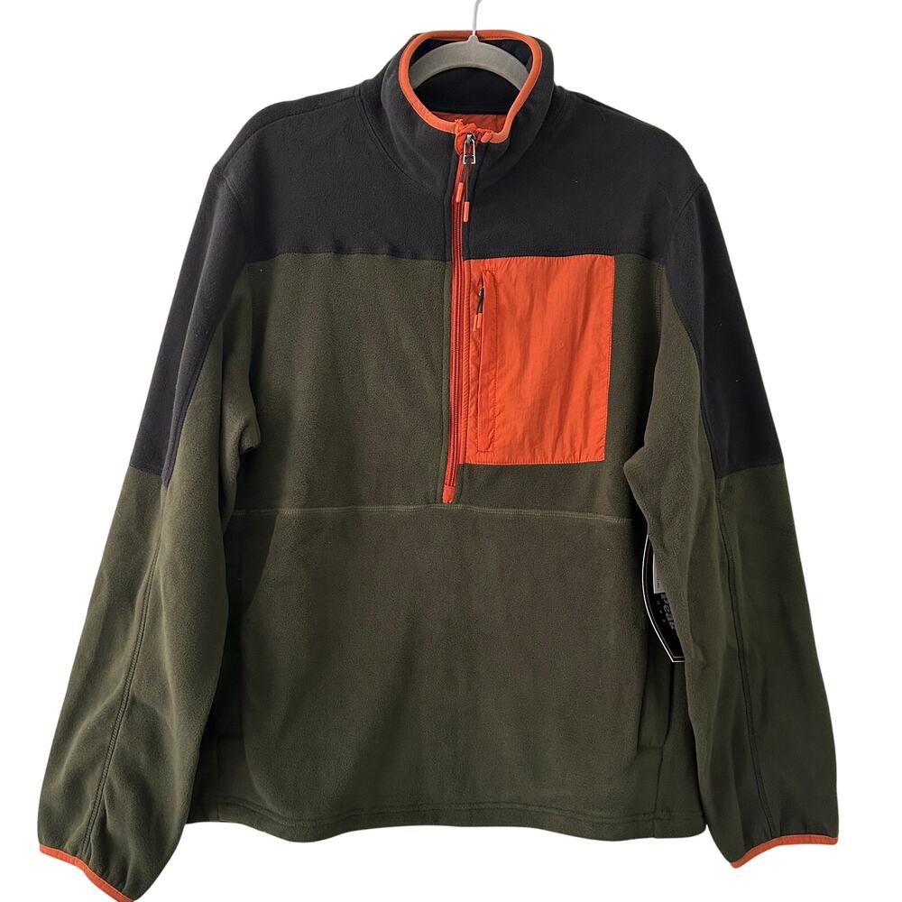 Grays Peak Outdoors Men's Half Zip Fleece Black Evergreen Pullover M Medium New